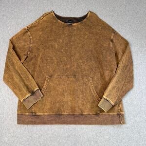Original Use Sweatshirt WMNS XXL Orange Oversized Acid Wash Long Sleeve Crewneck
